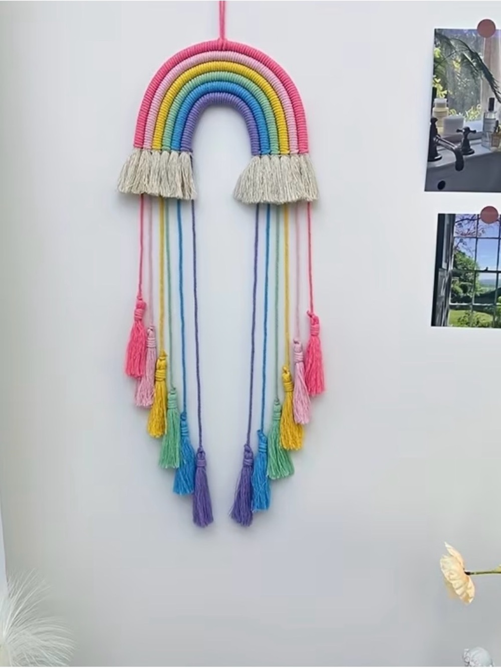 Rainbow Macrame Wall Hanging - Multicolor Boho Decor
